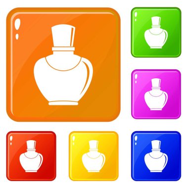 Parfüm simgeleri ile Cam şişe vektör renk ayarlamak