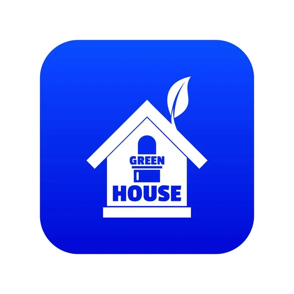 Green house icon blue vector — Stock Vector