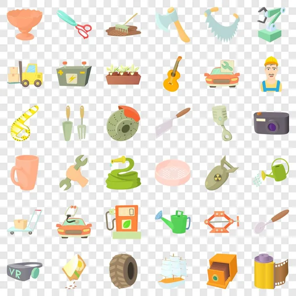 Good craft icons set, cartoon style