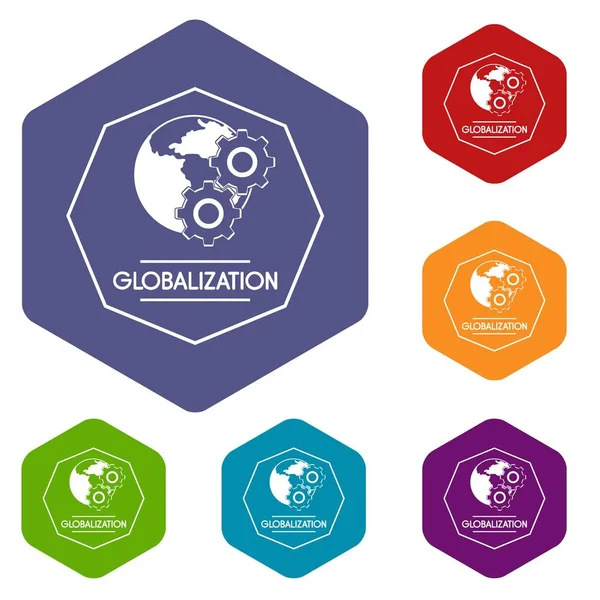 Globalisering iconen vector hexahedron — Stockvector