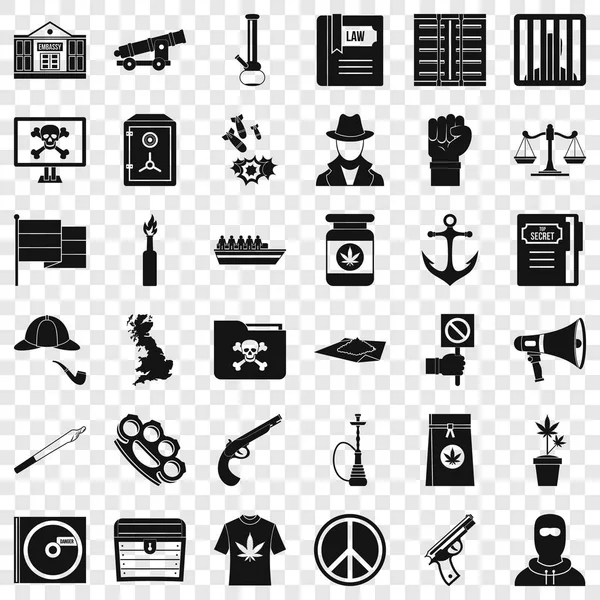 Computer crime icons set, simple style — Stock Vector