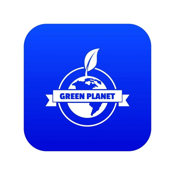 Green planet icon blue vector — Stock Vector