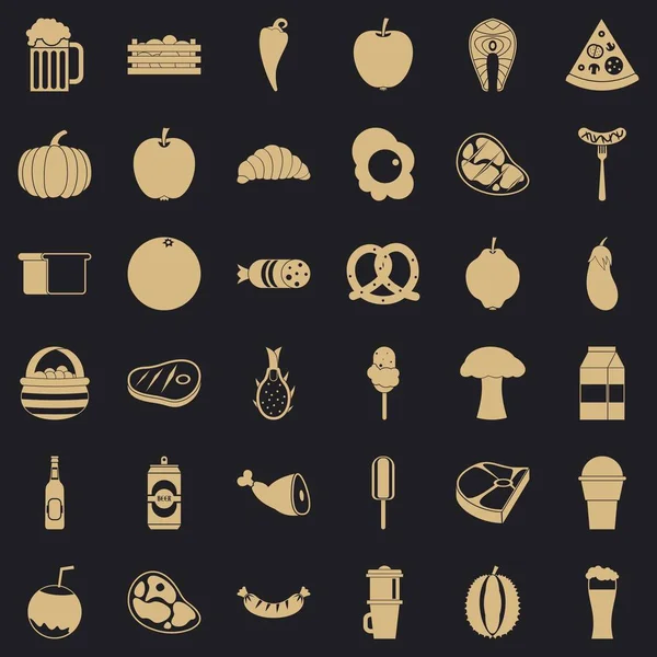 Conjunto de ícones de pequeno-almoço, estilo simle —  Vetores de Stock