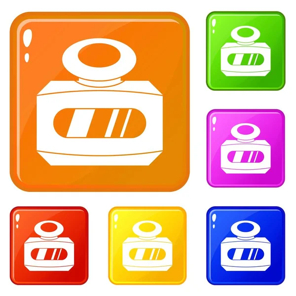 Kadın parfüm simgeleri şişe vektör renk ayarlamak