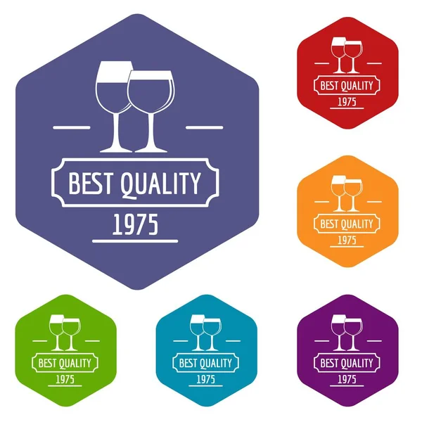 Vinos iconos vector hexaedro — Vector de stock