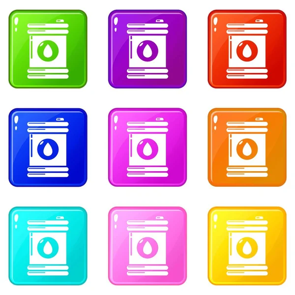 Huile icônes set 9 collection de couleurs — Image vectorielle