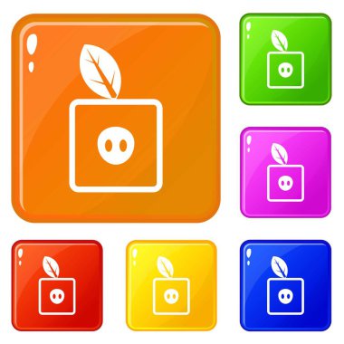 Kare elma simgeleri vektör renk ayarlamak