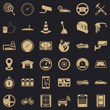 Tahliye Icons set, basit tarzı