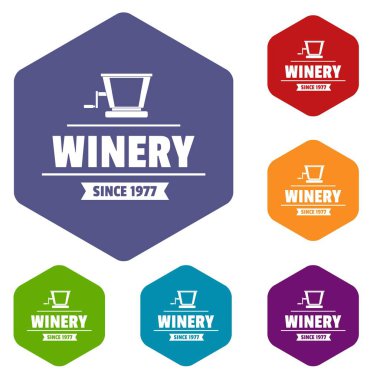 Fabrika eski şaraphane simgeleri vektör hexahedron