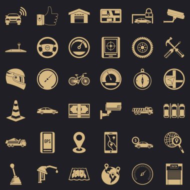 Otomotiv Icons set, basit tarzı
