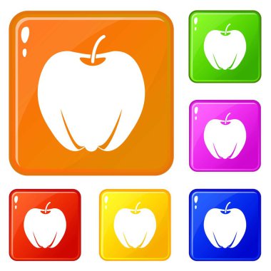 Olgun elma simgeler vektör renk ayarla