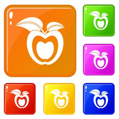 Yaprak simgeleri ile Elma vektör renk ayarlamak