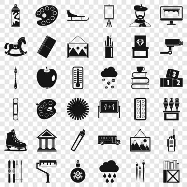 Tarafından boya Icons set, basit tarzı çizim