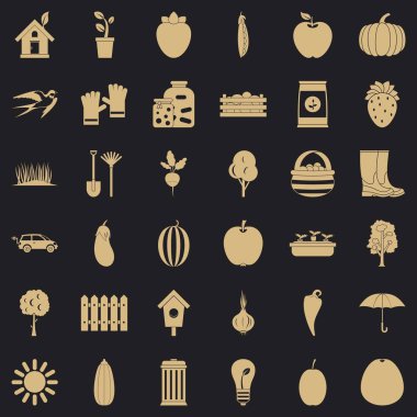 Ekipman Icons set, basit tarzı