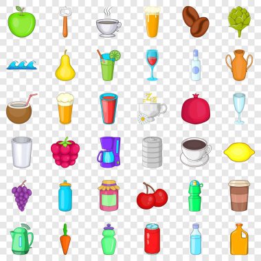 Sıcak bir içecek Icons set, karikatür tarzı