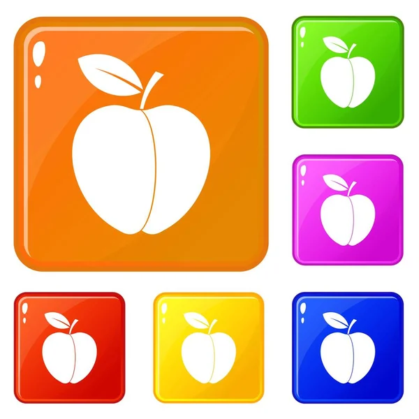 Apfelsymbole setzen Vektorfarbe — Stockvektor