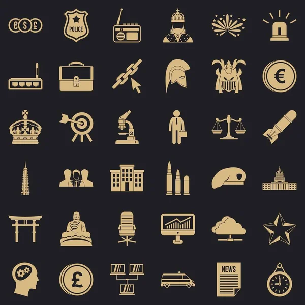 Resmi kurum Icons set, basit tarzı