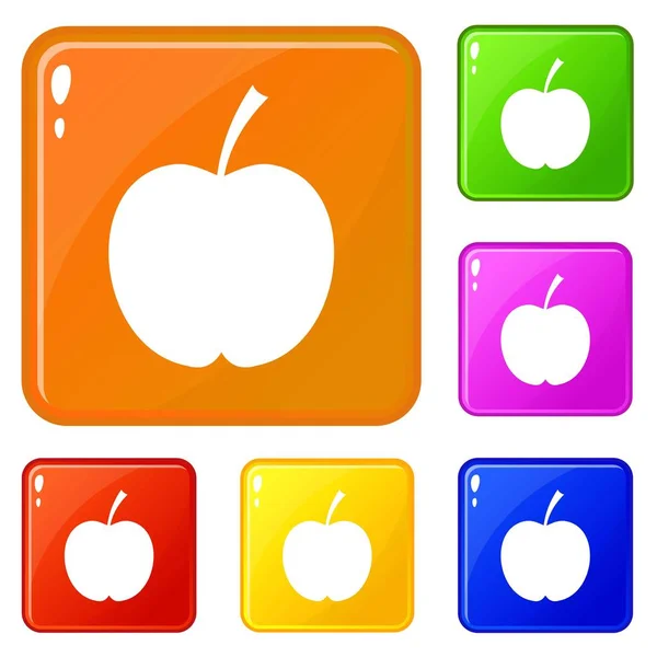 Conjunto de iconos de manzana a cuadros vector de color — Archivo Imágenes Vectoriales