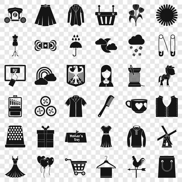 Fashion dress icons set, simple style — Stock Vector