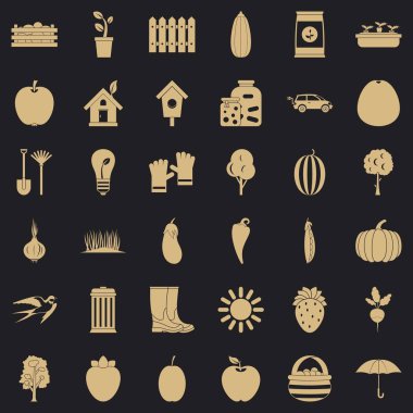 El arabası Icons set, basit tarzı