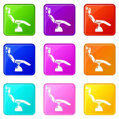 Diş hekimi sandalye simgeleri 9 renk koleksiyonu seti