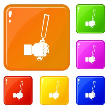 Adam hend simgelerinde keski aracı vektör renk seti