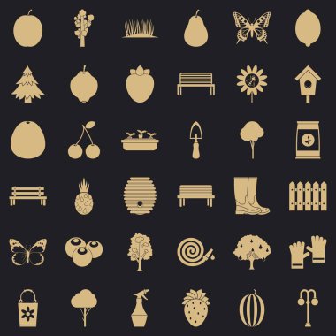 Doğa Icons set, basit tarzı