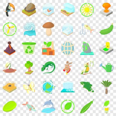 Ekoloji gezegen Icons set, karikatür tarzı