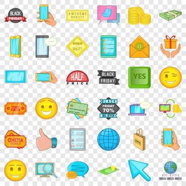 Online satın alma Icons set, karikatür tarzı