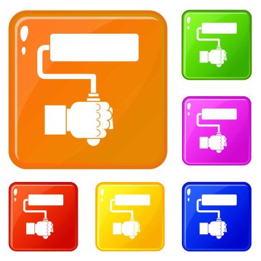 El hoding boya silindir simgeleri vektör renk seti