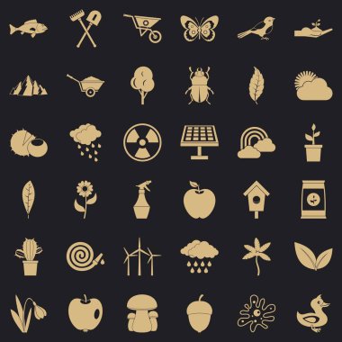 Ekipman Icons set, basit tarzı