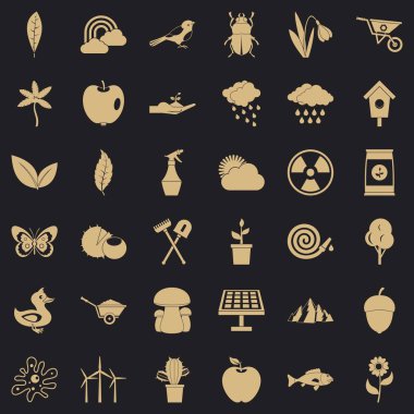 Yel değirmeni Icons set, basit tarzı