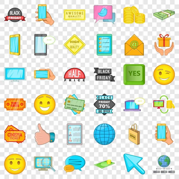 Online kaufen icons set, cartoon stil — Stockvektor