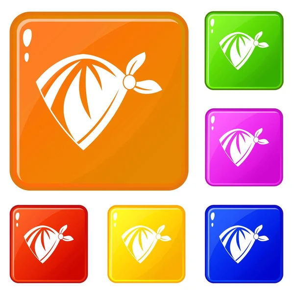 Kovboy neckerchief simgeleri vektör renk seti