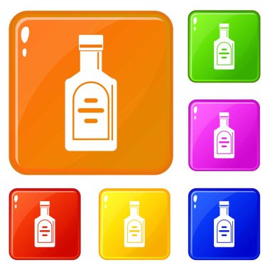 Viski simgeleri şişe vektör renk ayarlamak