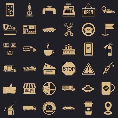 Benzin Icons set, basit tarzı