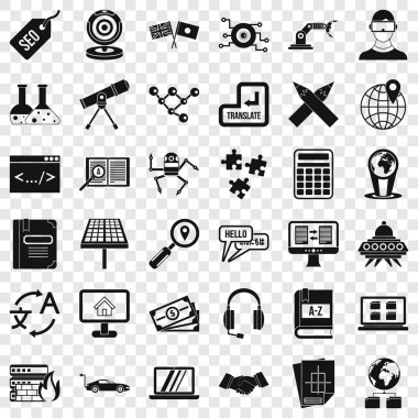 Öğrenme teknolojisi Icons set, basit tarzı