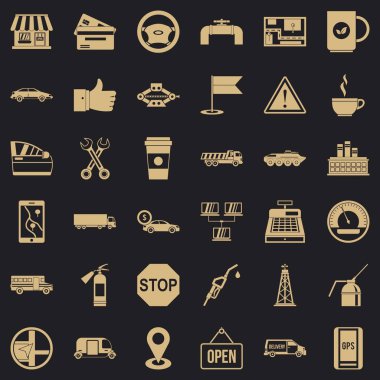 Kamyon Icons set, basit tarzı