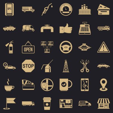 Benzin Icons set, basit tarzı