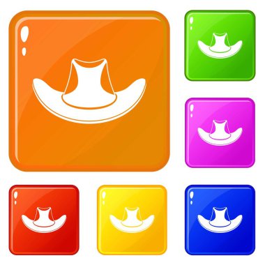 Kovboy şapkası simgeler vektör renk ayarla