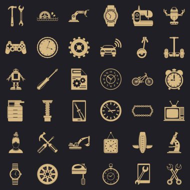 Dişli Icons set, basit tarzı