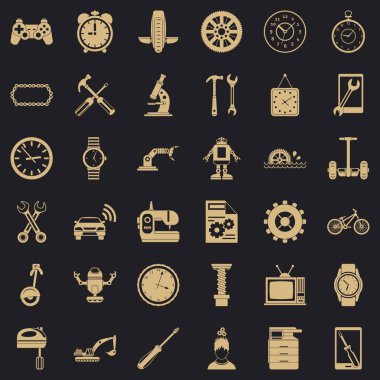 Mekanik Icons set, basit tarzı