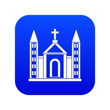 Hıristiyan katolik kilise binası simgesi dijital mavi