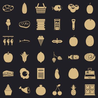 Yazar kasa Icons set, basit tarzı