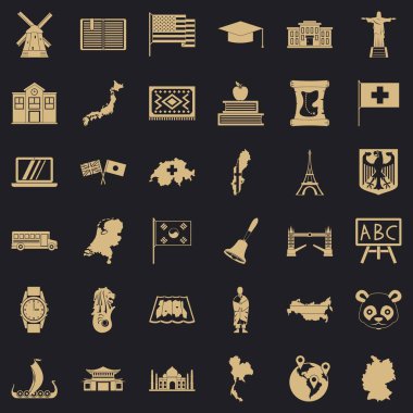 Coğrafya Icons set, basit tarzı