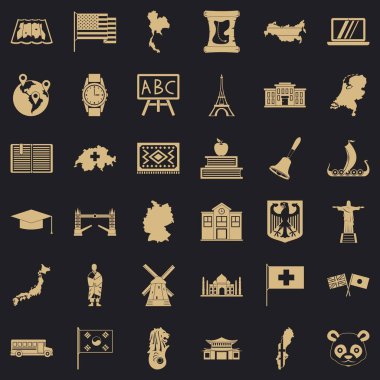 Topografya Icons set, basit tarzı