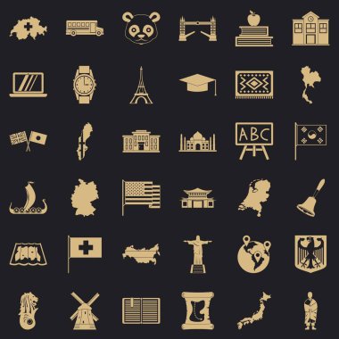 Haritacılık Icons set, basit tarzı