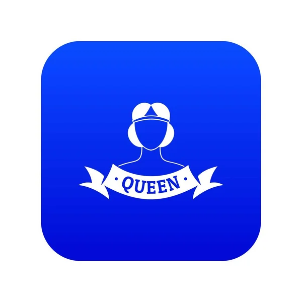 Queen icon blue vector — Stock Vector