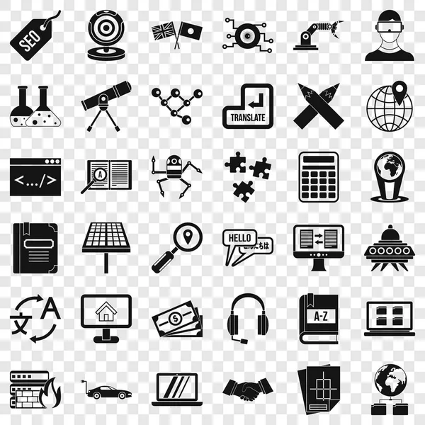 Öğrenme teknolojisi Icons set, basit tarzı