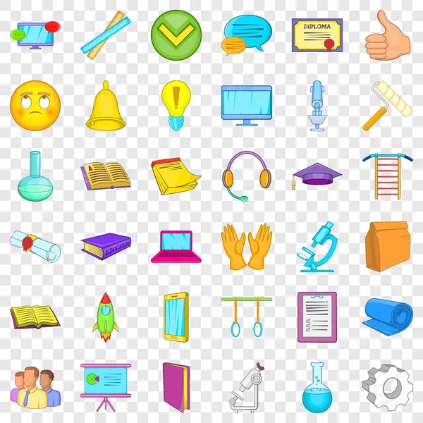 Good learning icons set, cartoon style — Stock Vector